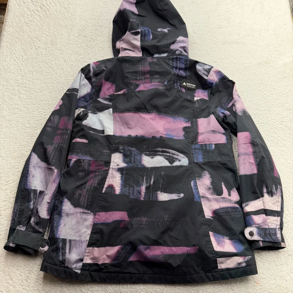 Burton Living Lining Mens XL Snowboard‎ Jacket Purple Black Abstract Graphic Zip